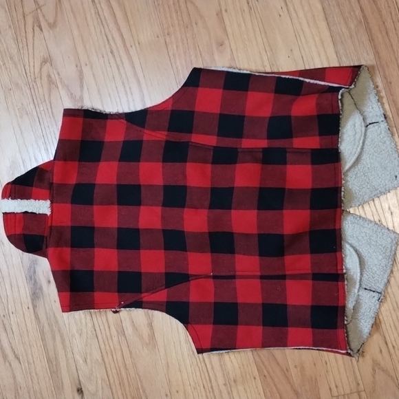 CPurple Clover Sherpa sleeveless plaid zip-up jacket Sz L - Picture 4 of 10
